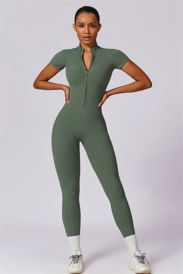 High-Performance Zip-Front Active Jumpsuit