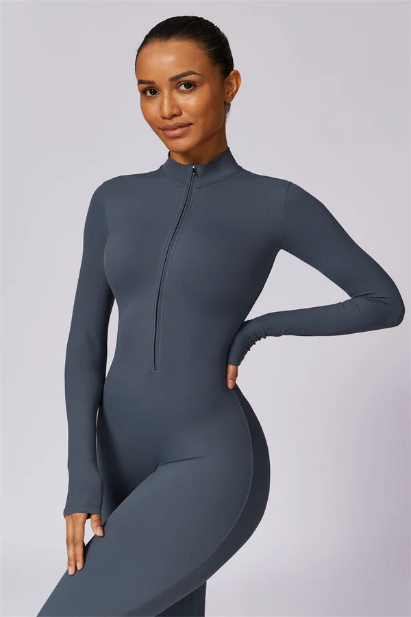 Seamless Long Sleeve Half-Zip Jumpsuit
