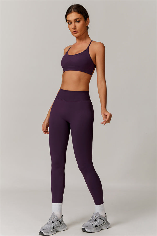 Seamless Cross-Back Sports Bra & Sculpt Legging Set