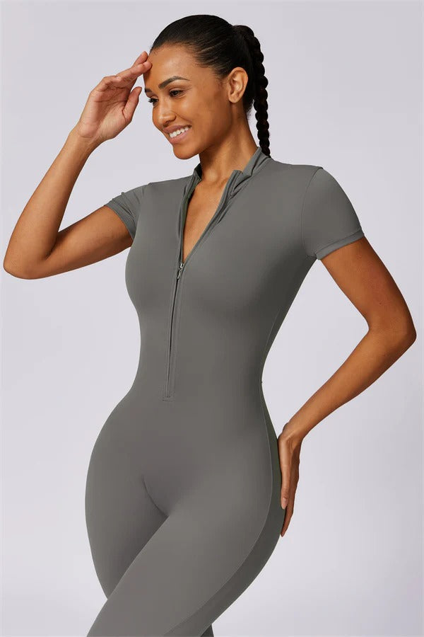 High-Performance Zip-Front Active Jumpsuit