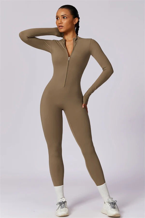 Seamless Long Sleeve Half-Zip Jumpsuit