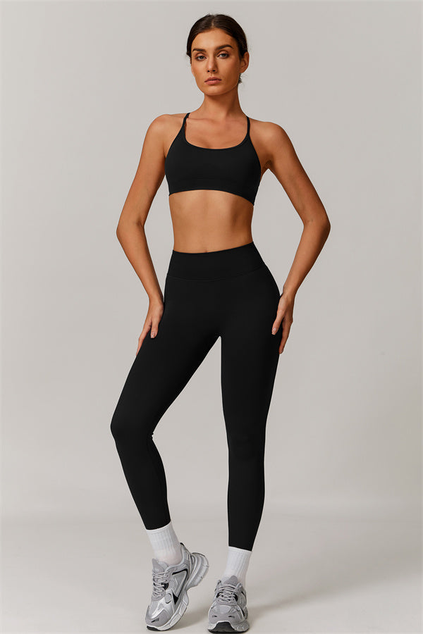 Seamless Cross-Back Sports Bra & Sculpt Legging Set