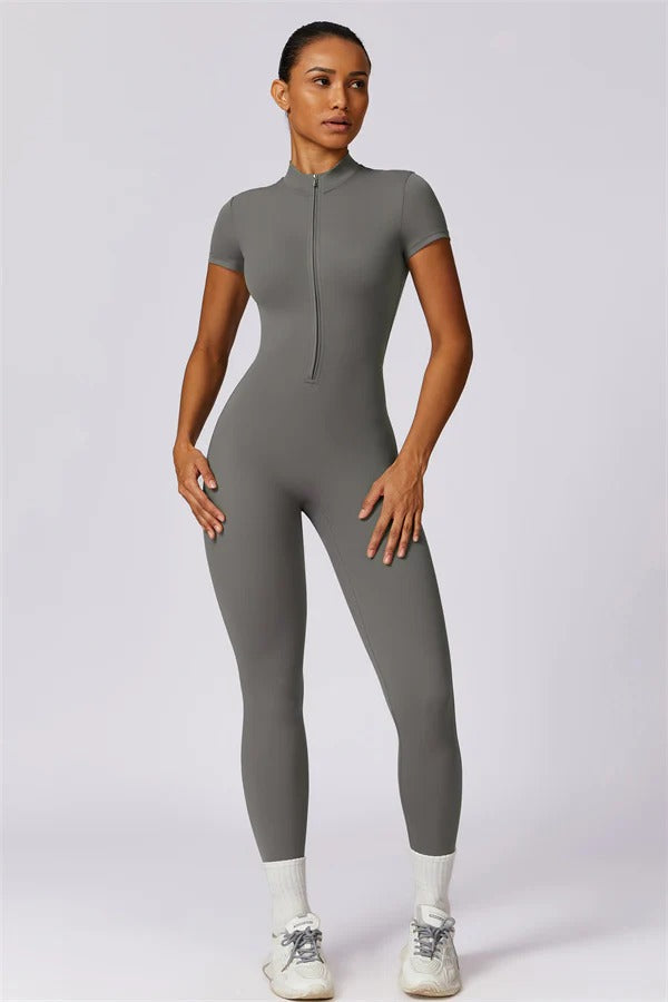 High-Performance Zip-Front Active Jumpsuit