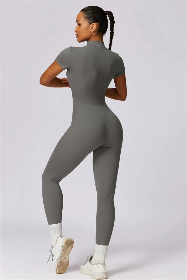 High-Performance Zip-Front Active Jumpsuit