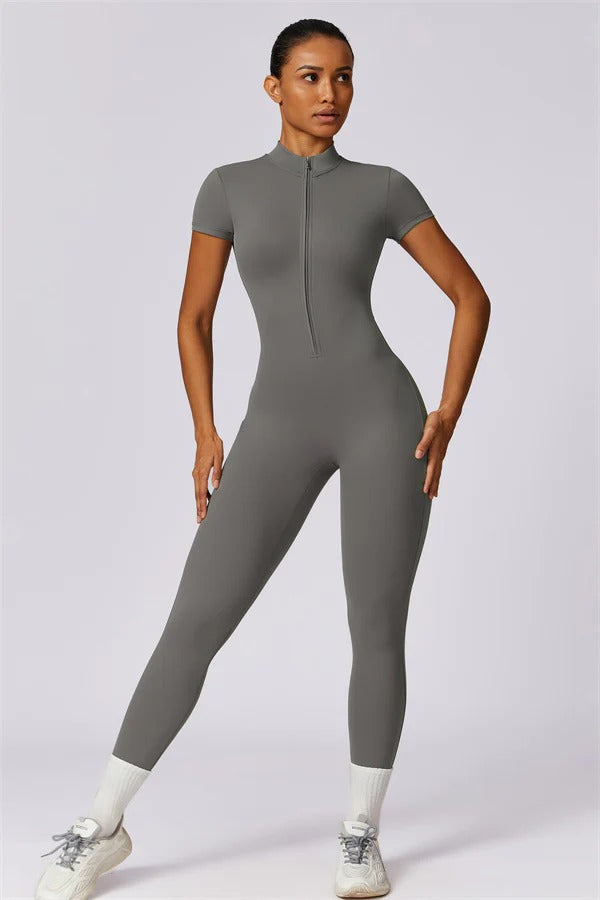High-Performance Zip-Front Active Jumpsuit