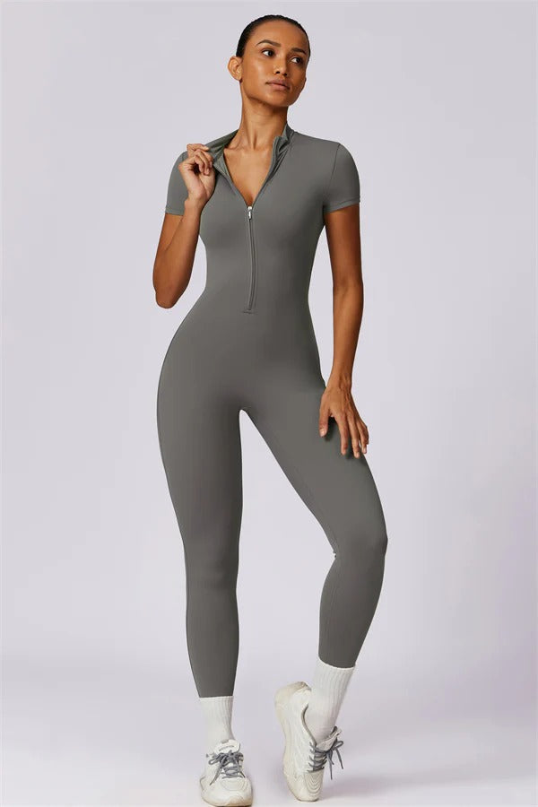 High-Performance Zip-Front Active Jumpsuit