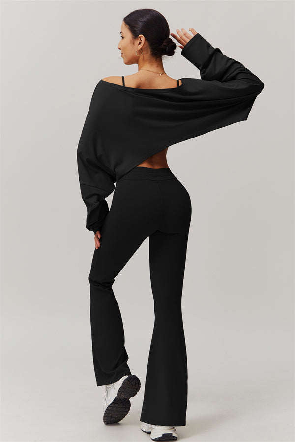 Asymmetrical Off-Shoulder Cropped Pullover
