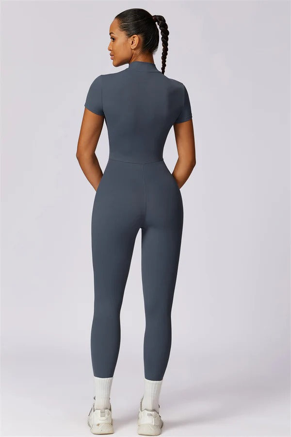 High-Performance Zip-Front Active Jumpsuit