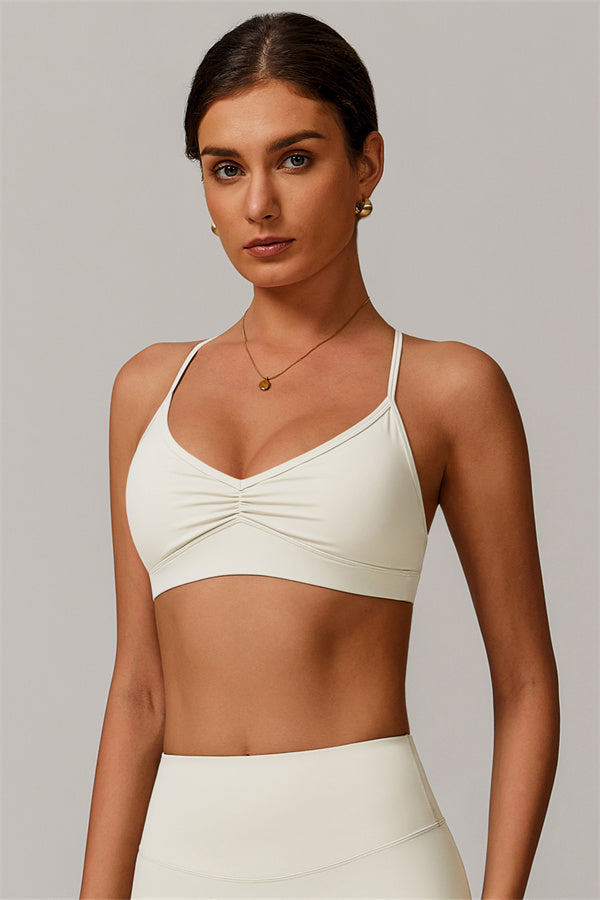 Pleated Crisscross Sports Bra