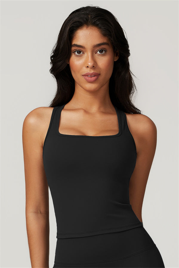 Square Neck Performance Crop Top