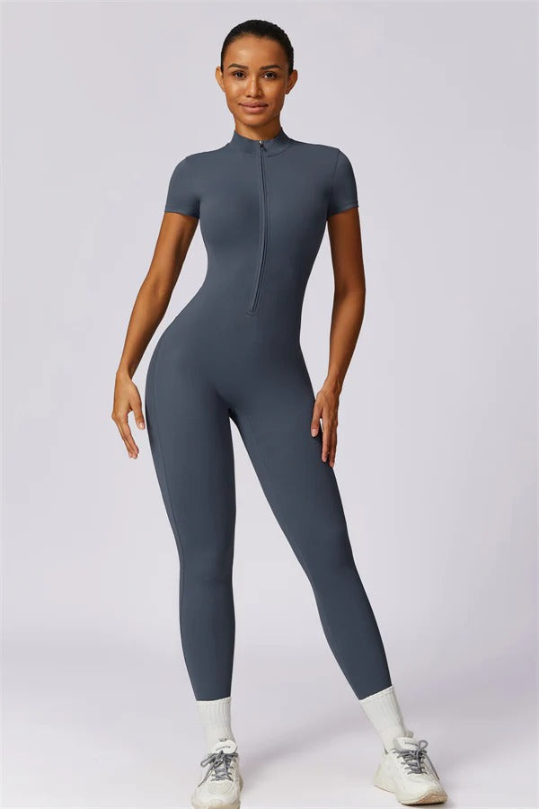 High-Performance Zip-Front Active Jumpsuit
