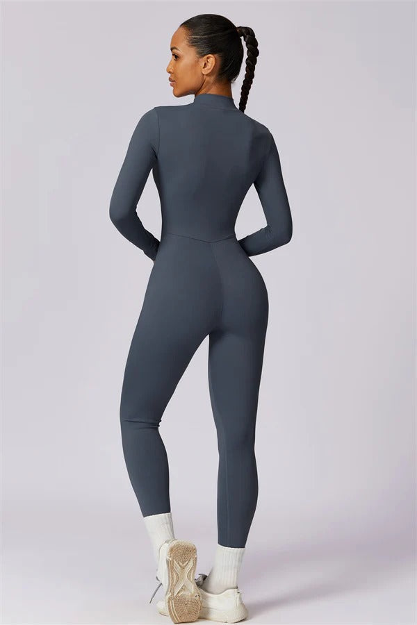 Seamless Long Sleeve Half-Zip Jumpsuit