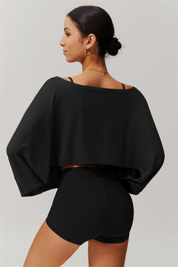 Asymmetrical Off-Shoulder Cropped Pullover