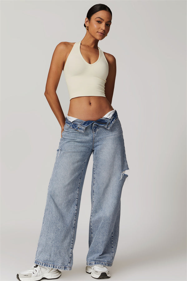 Sculpting V-Neck Halter Crop Top