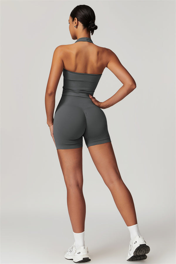 Sculpting V-Neck Halter Crop Top