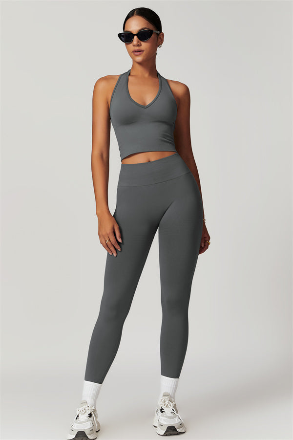 Sculpting V-Neck Halter Crop Top