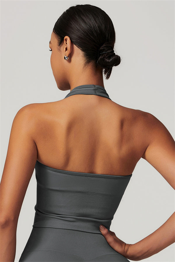Sculpting V-Neck Halter Crop Top