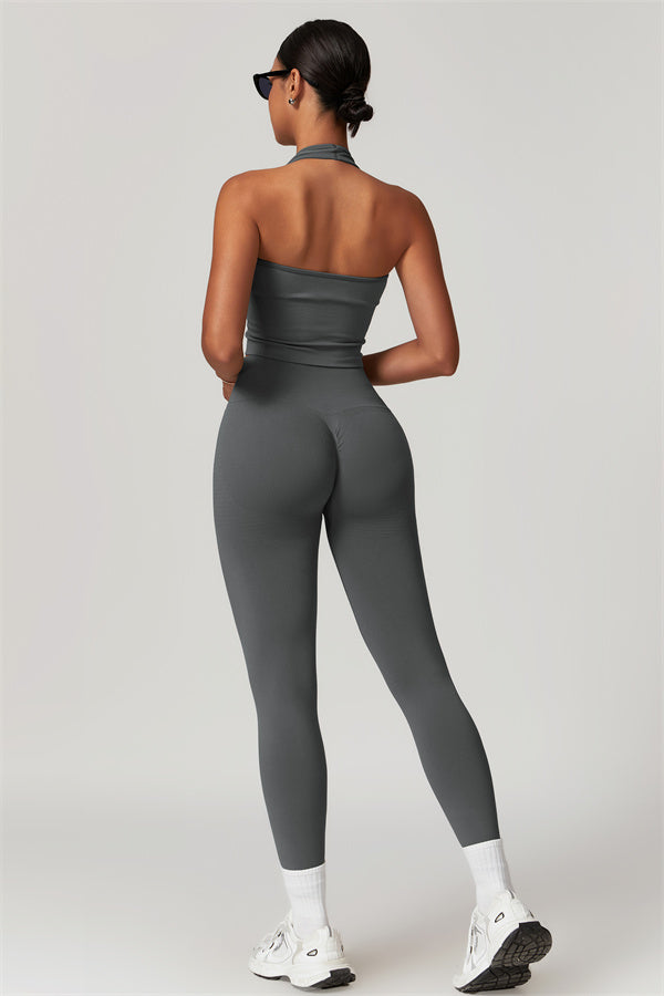 Sculpting V-Neck Halter Crop Top