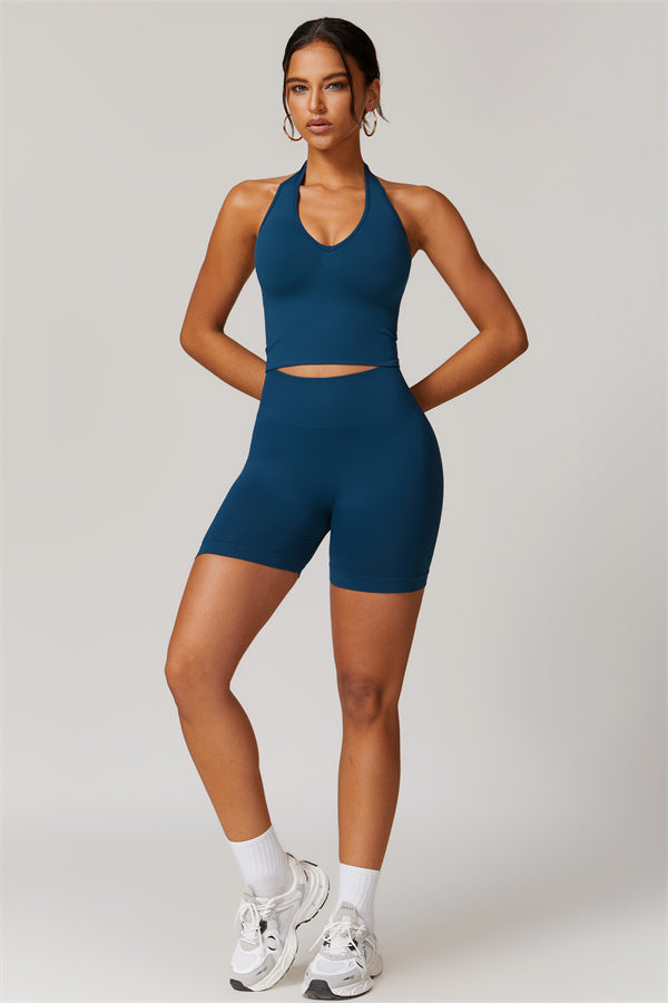 Sculpting V-Neck Halter Crop Top