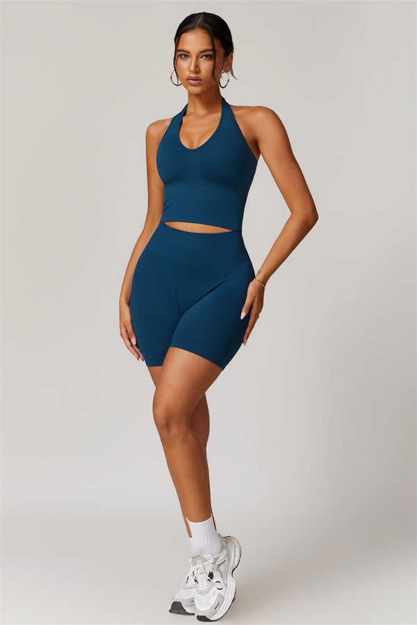 Sculpting V-Neck Halter Crop Top