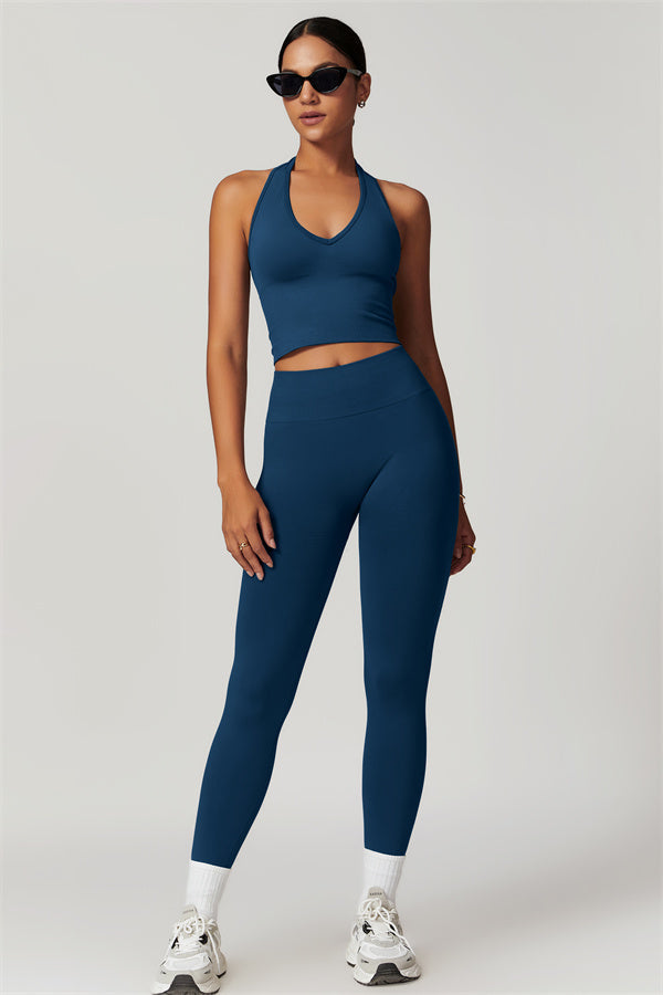 Sculpting V-Neck Halter Crop Top