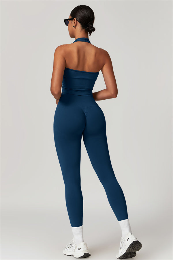 Sculpting V-Neck Halter Crop Top