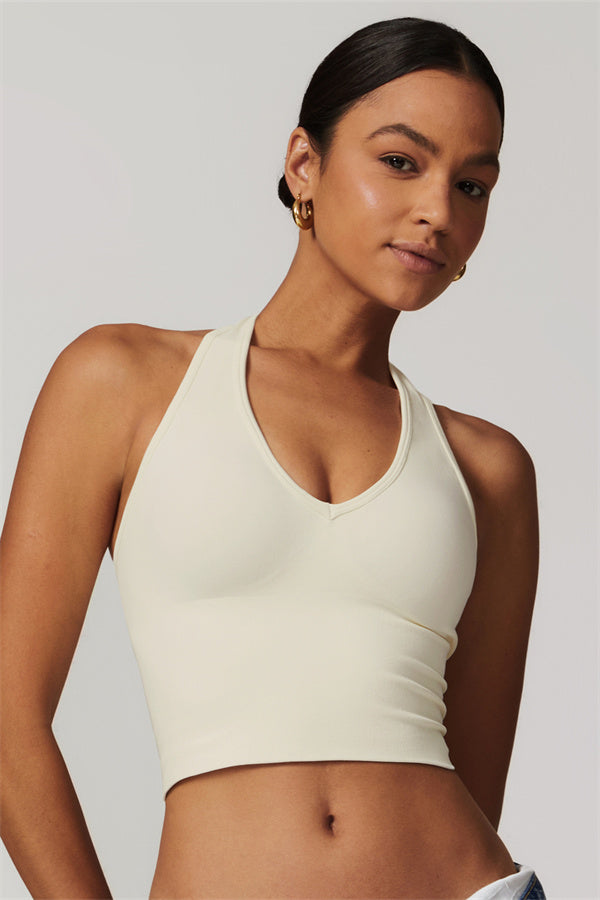 Sculpting V-Neck Halter Crop Top