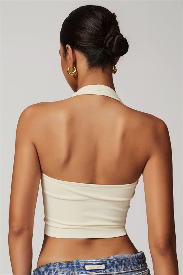 Sculpting V-Neck Halter Crop Top