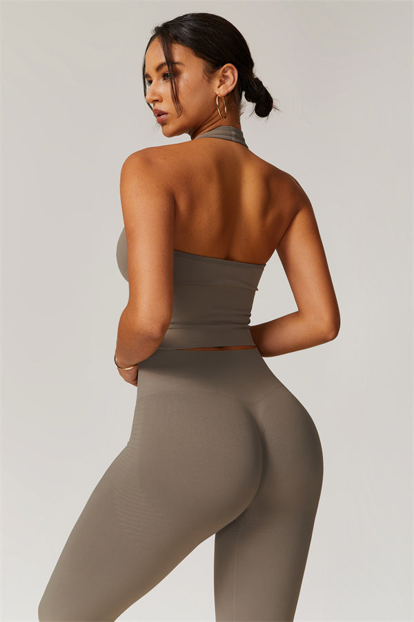 Sculpting V-Neck Halter Crop Top