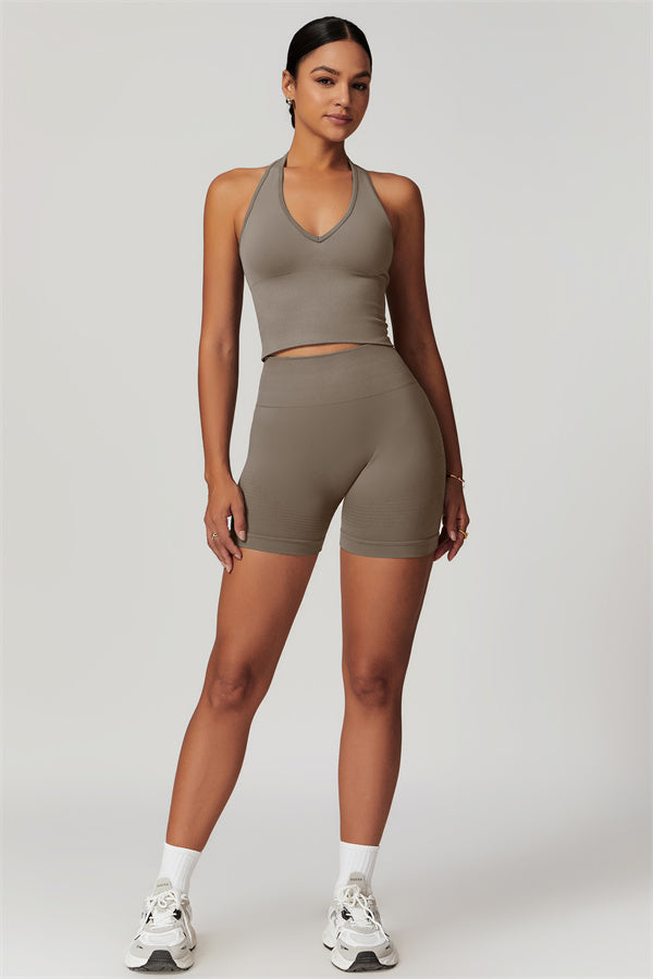 Sculpting V-Neck Halter Crop Top