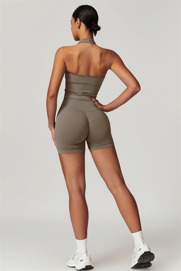 Sculpting V-Neck Halter Crop Top