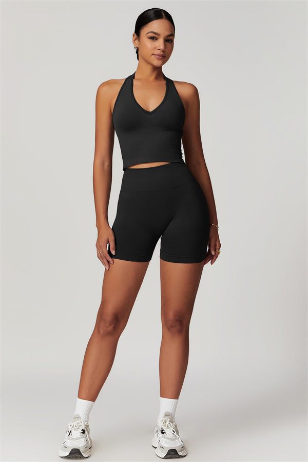 Sculpting V-Neck Halter Crop Top