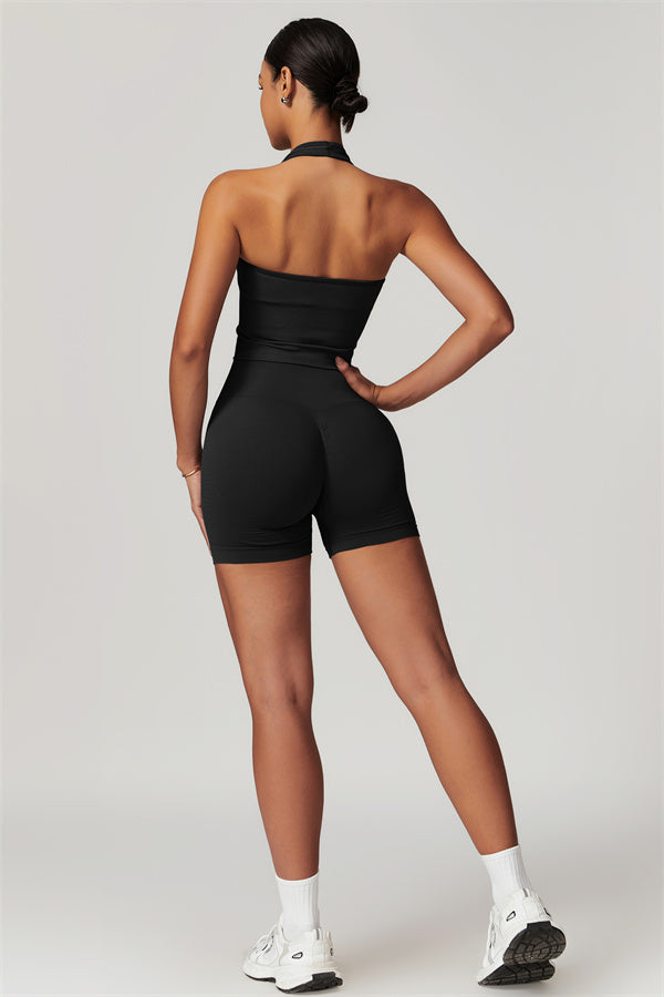 Sculpting V-Neck Halter Crop Top