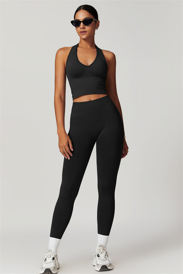 Sculpting V-Neck Halter Crop Top