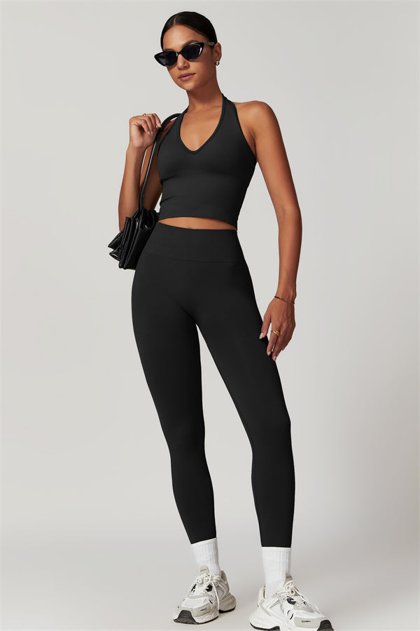 Sculpting V-Neck Halter Crop Top