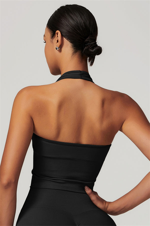 Sculpting V-Neck Halter Crop Top