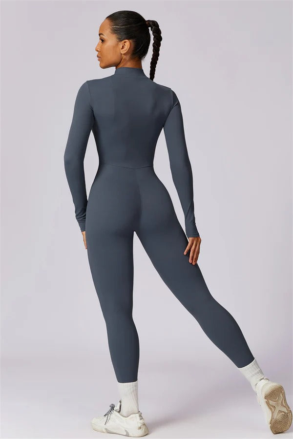 Seamless Long Sleeve Half-Zip Jumpsuit