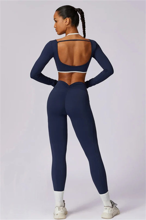 Color-Block Performance Crop Top & Leggings Set
