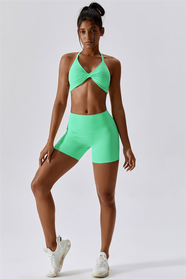 Twist-Front Crossback Sports Bra
