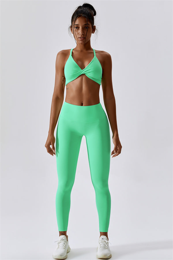 Twist-Front Crossback Sports Bra
