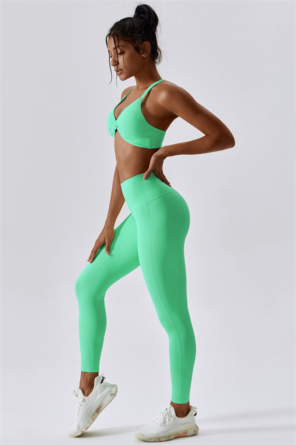 Twist-Front Crossback Sports Bra
