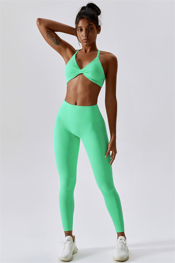Twist-Front Crossback Sports Bra