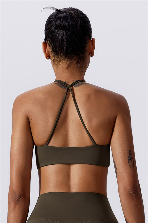 Twist-Front Crossback Sports Bra