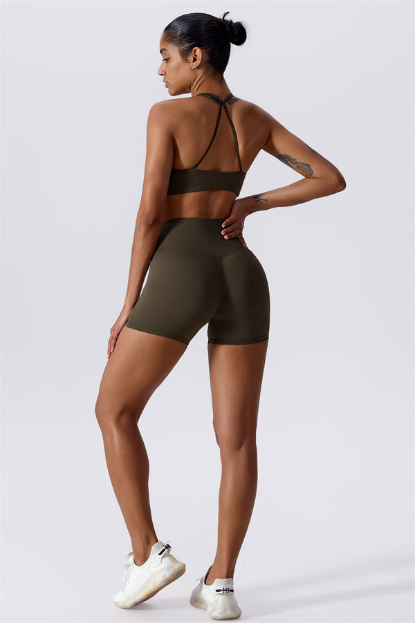 Twist-Front Crossback Sports Bra