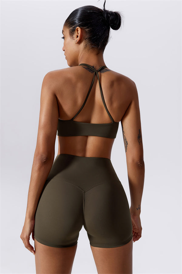 Twist-Front Crossback Sports Bra