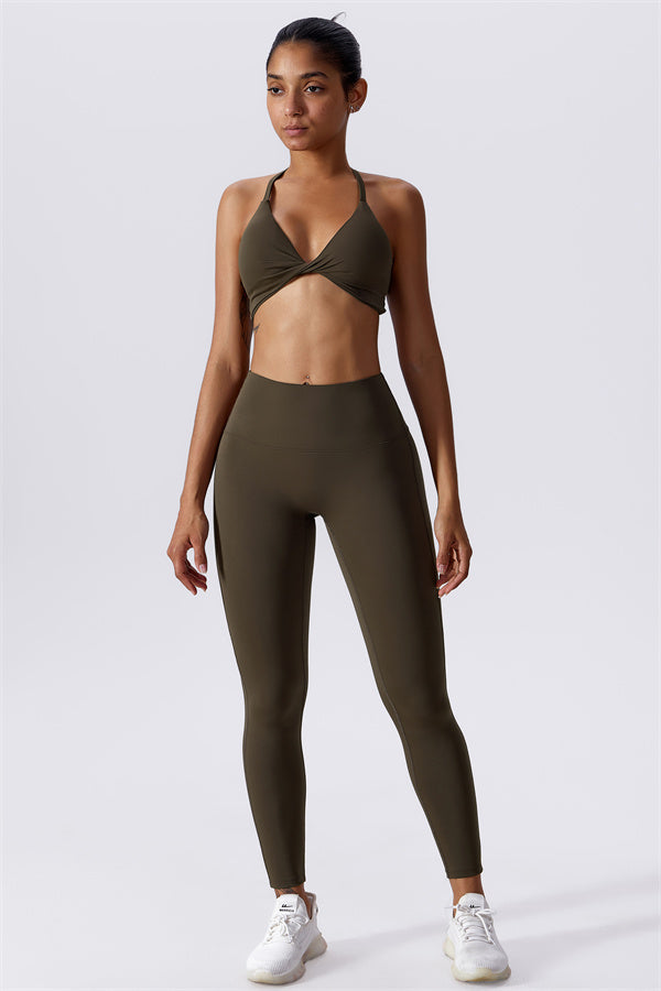 Twist-Front Crossback Sports Bra
