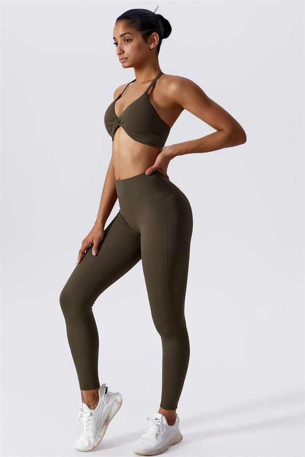 Twist-Front Crossback Sports Bra