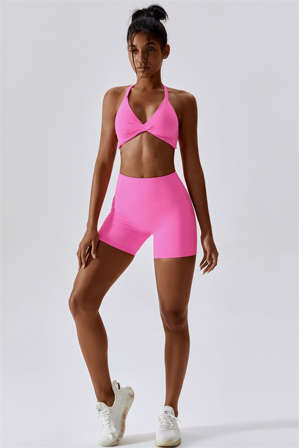 Twist-Front Crossback Sports Bra