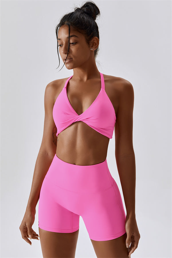 Twist-Front Crossback Sports Bra