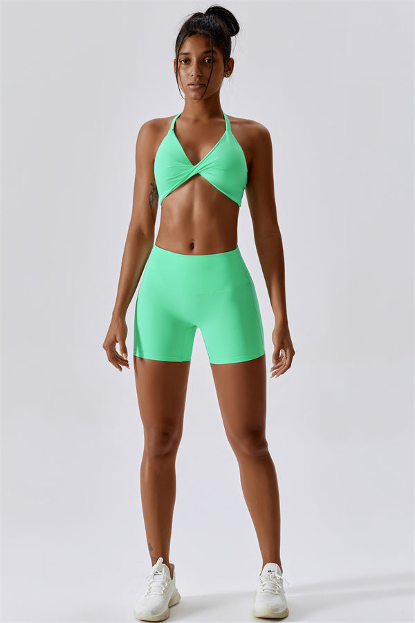 Twist-Front Crossback Sports Bra